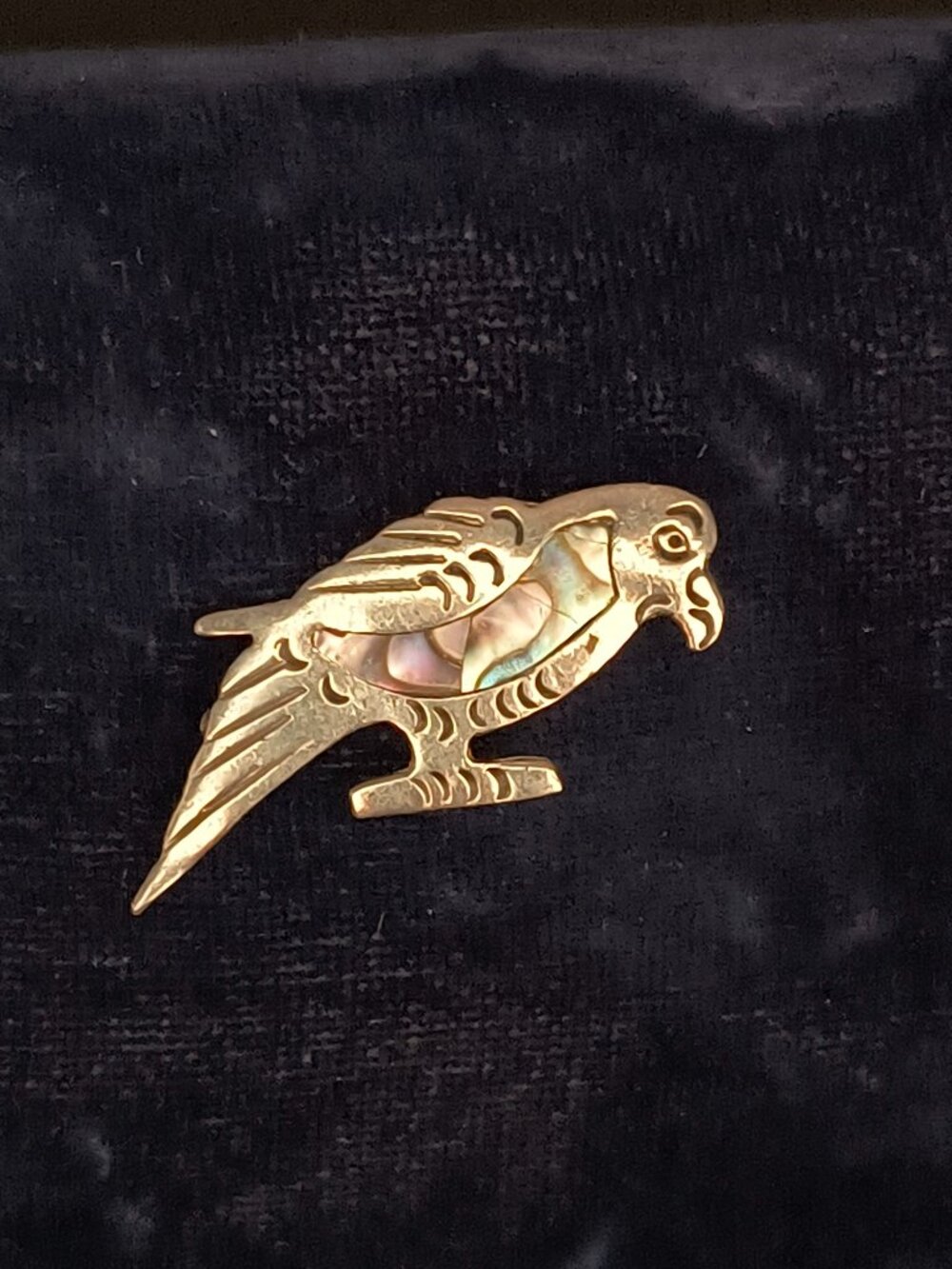 Vintage Alpaca Mexico Silver Abalone Shell Bird Brooch Pin